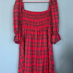 Red Plaid Long Sleeve Dress, Never worn